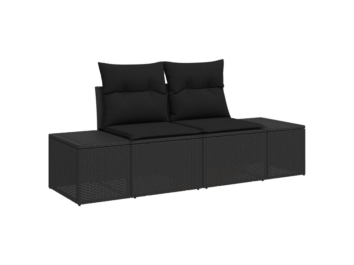 Conjunto 1 Sofá Exterior Vidaxl Preto Vime Pe (184 X 62 X 69 Cm)