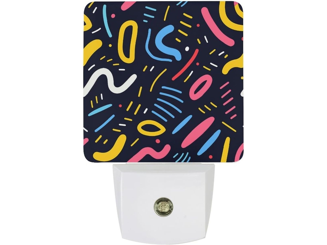 Luminárias de parede noturnas com plugue e design minimalista Linhas Impressas, luzes noturnas de LED com sensor