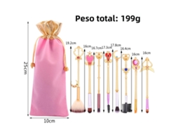 Conjunto de 8 Pincéis de Maquiagem Sailor Moon, Personagem Usagi Tsukino MDUG (dourado Cristal de Gelo)