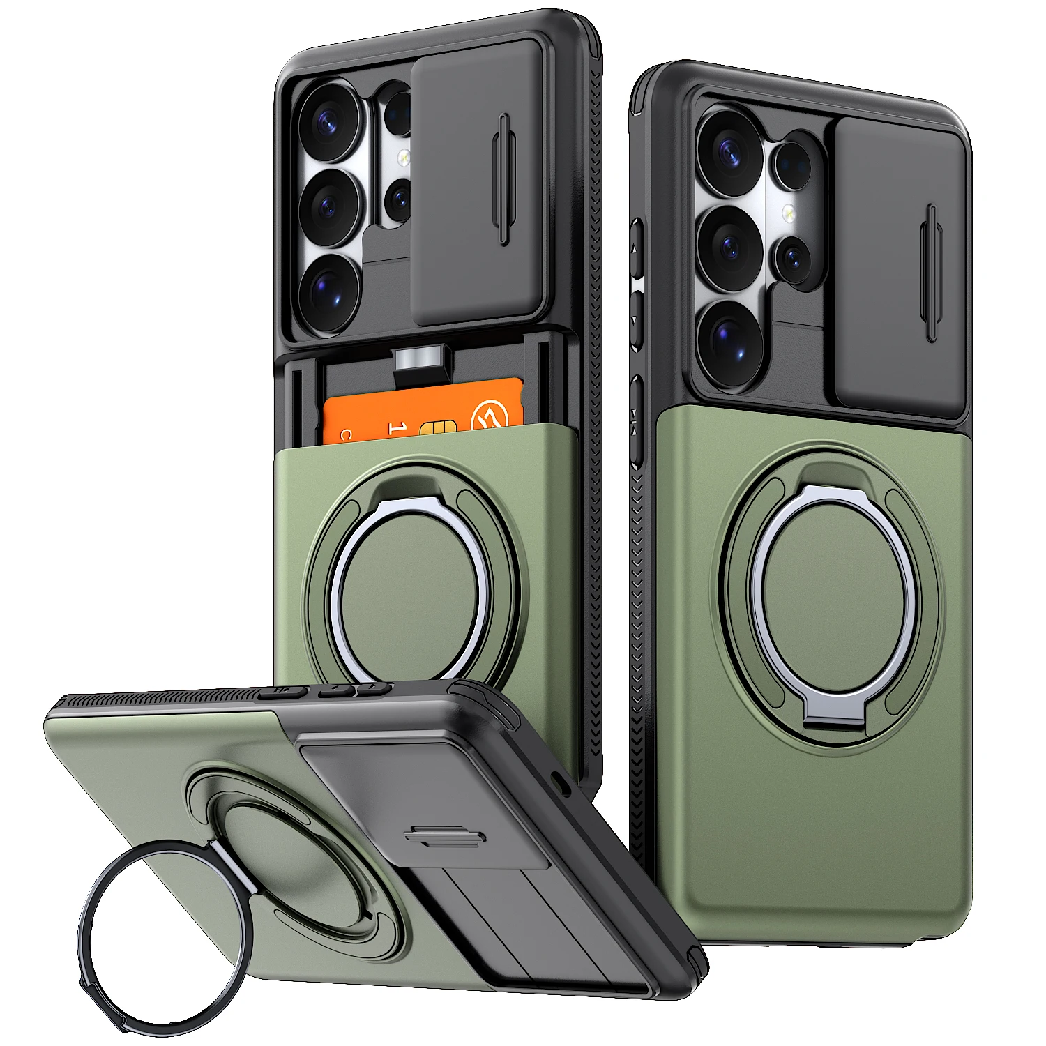 Capa Protetora Deslizante Para Câmera (verde Samsung M17e), Suporte Magnético Para Carro