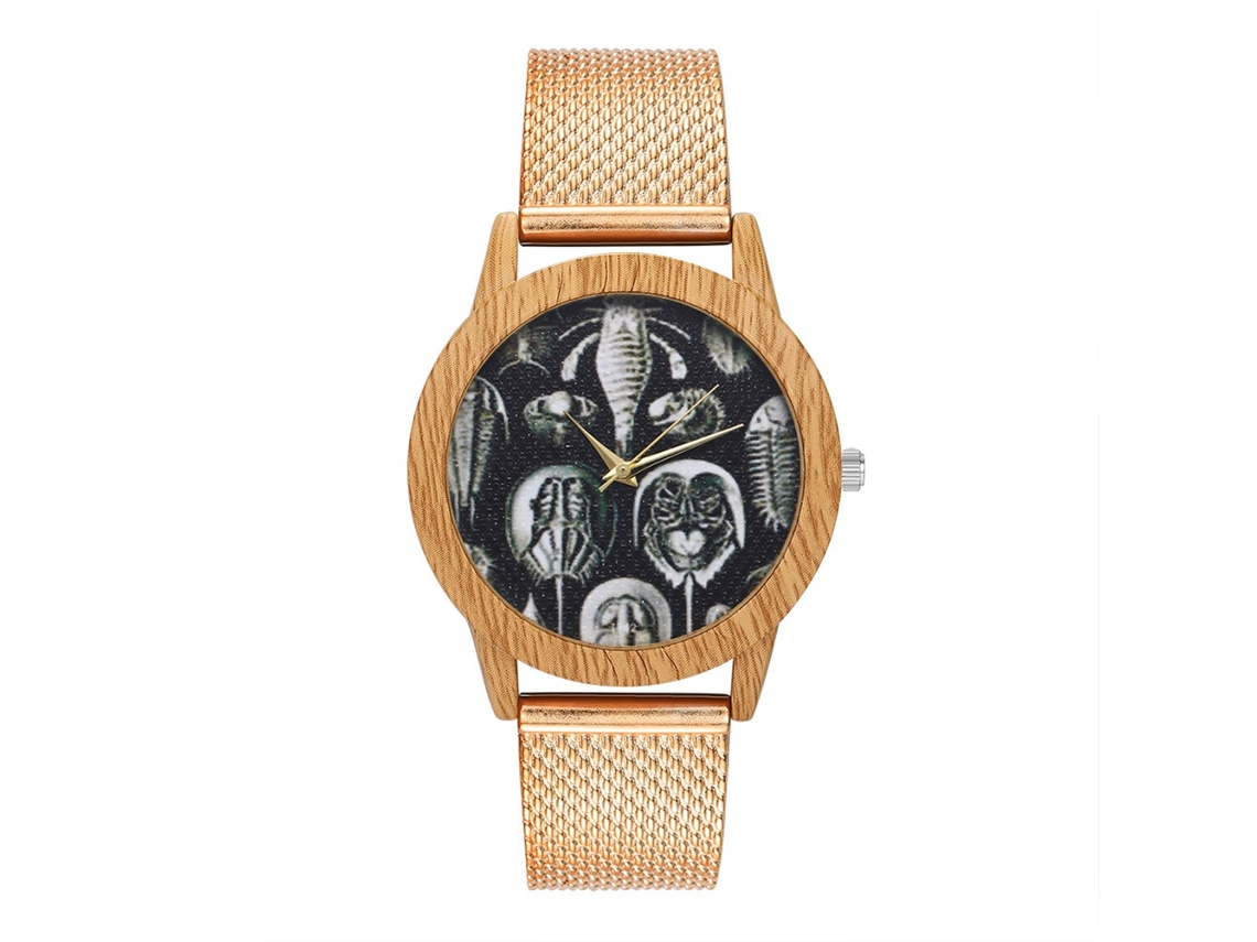 Relógio de quartzo unissex para casais com pulseira de silicone e mostrador redondo (dourado rosa)