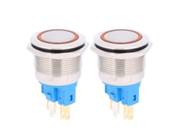 2pcs Interruptor De Botão Com Trava Automática 6 Pinos 22mm Dc3-6v Laranja