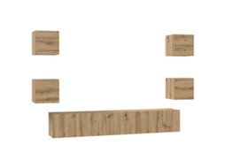 Conjunto de Móvel de Tv 7 Pcs Carvalho Artesanal MAISON EXCLUSIVE