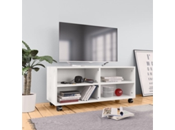 Vidaxl Móvel De Tv Com Rodas 90x35x35 Cm Derivados De Madeira Branco