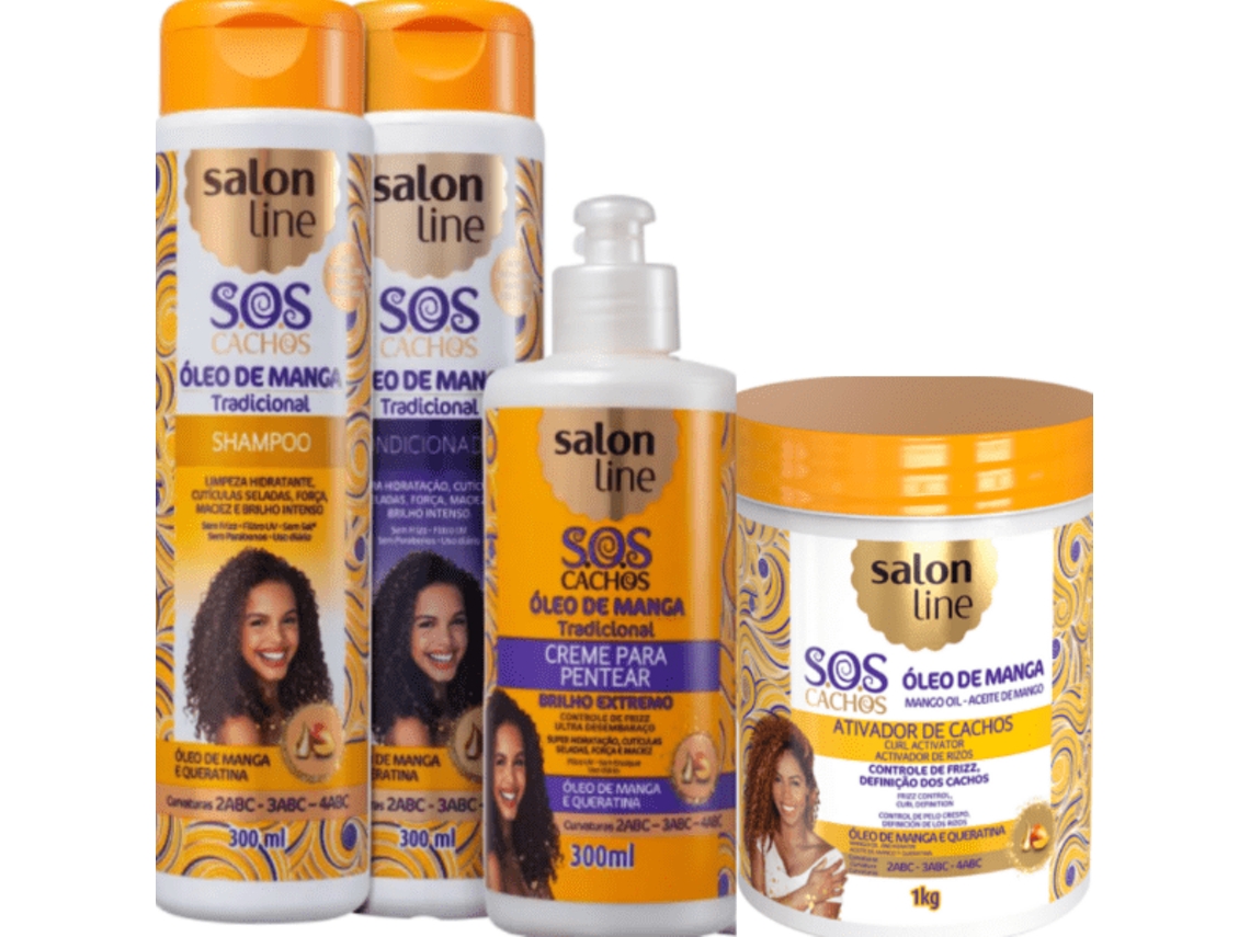 Kit S.O.S Cachos Óleo de Manga Full 4 Produtos SALON LINE