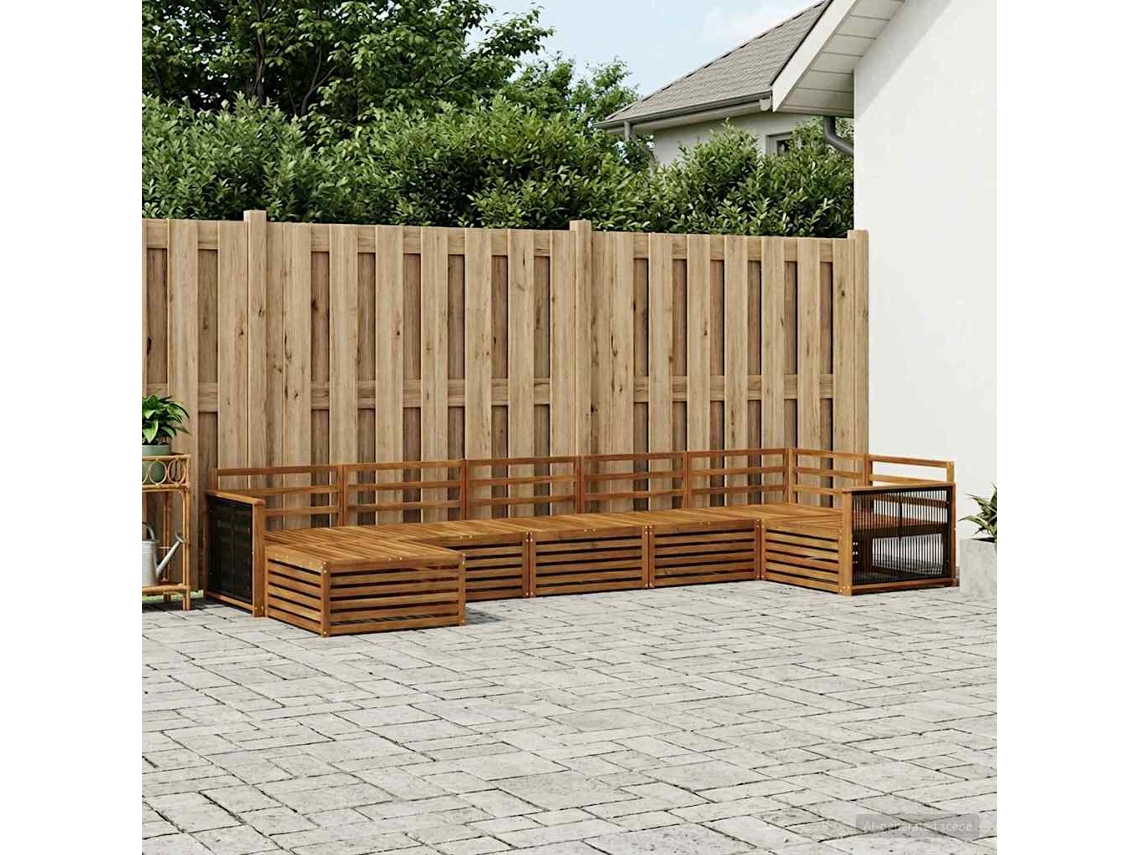 Vidaxl Conjunto De Sofás Para Exterior 7 Unid. Natural