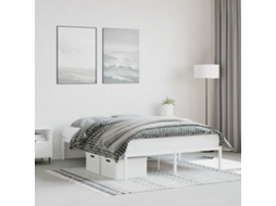 Vidaxl Estrutura De Cama 135x190 Cm Metal Branco