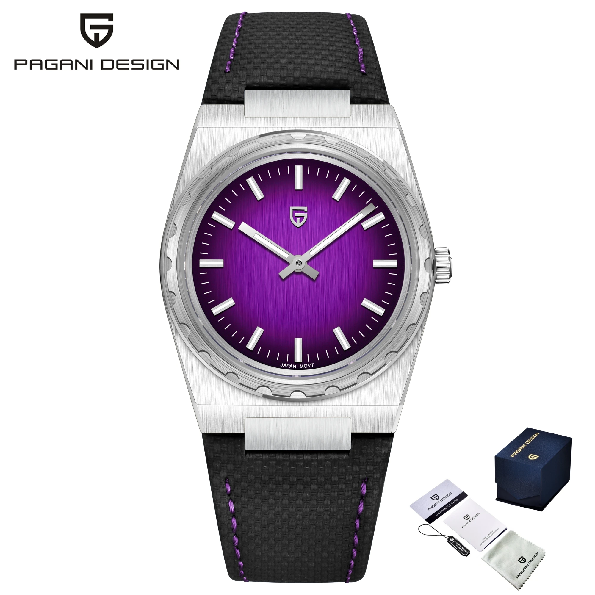 Relógio Masculino De Quartzo (roxo), Aço Inoxidável E Cristal De Safira, Resistente À Água E Luminoso.