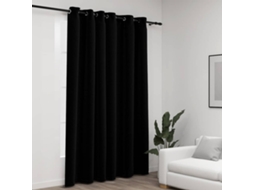 Vidaxl Cortina Opaca Aspeto De Linho Com Ilhós 290x245 Cm Preto