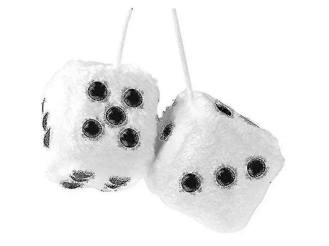 1 Par Dados De Pelúcia Com Espelho Quadrado Retrô Para Decoração De Carro Interior 7,5cm Blanco