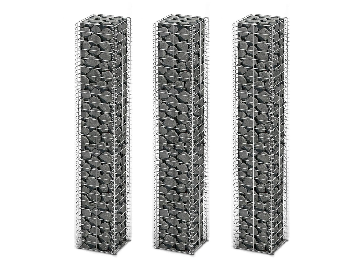 Vidaxl Conjunto De Gabiões 3 Pcs Arame Galvanizado 25 X 25 X 150 Cm