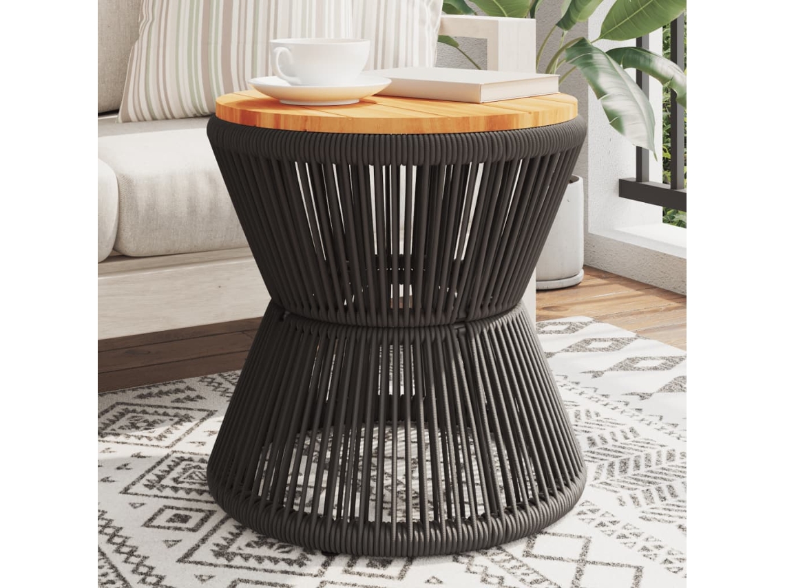 Vidaxl Mesa De Centro Com Base De Arame Ø 45x44 Cm Acácia Maciça