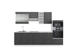 Cozinha Fame-Line, 280 cm, Mármore PT, Antracite-ouro/branco, Vicco