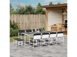 13 Pcs Conj. De Jantar P/ Jardim C/ Almofadões Textilene Branco Dkd Home Decor