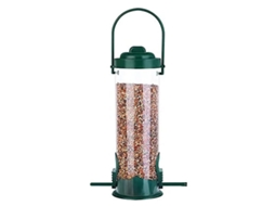 Comedouro De Jardim Para Pássaros – Alimentador Suspenso – Para Pequenos Pássaros – 7,5×7,5×24 Cm – Metal/pet – Verde
