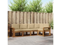 Vidaxl Conjunto De Sofás Para Exterior 5 Unid. Natural E Bege