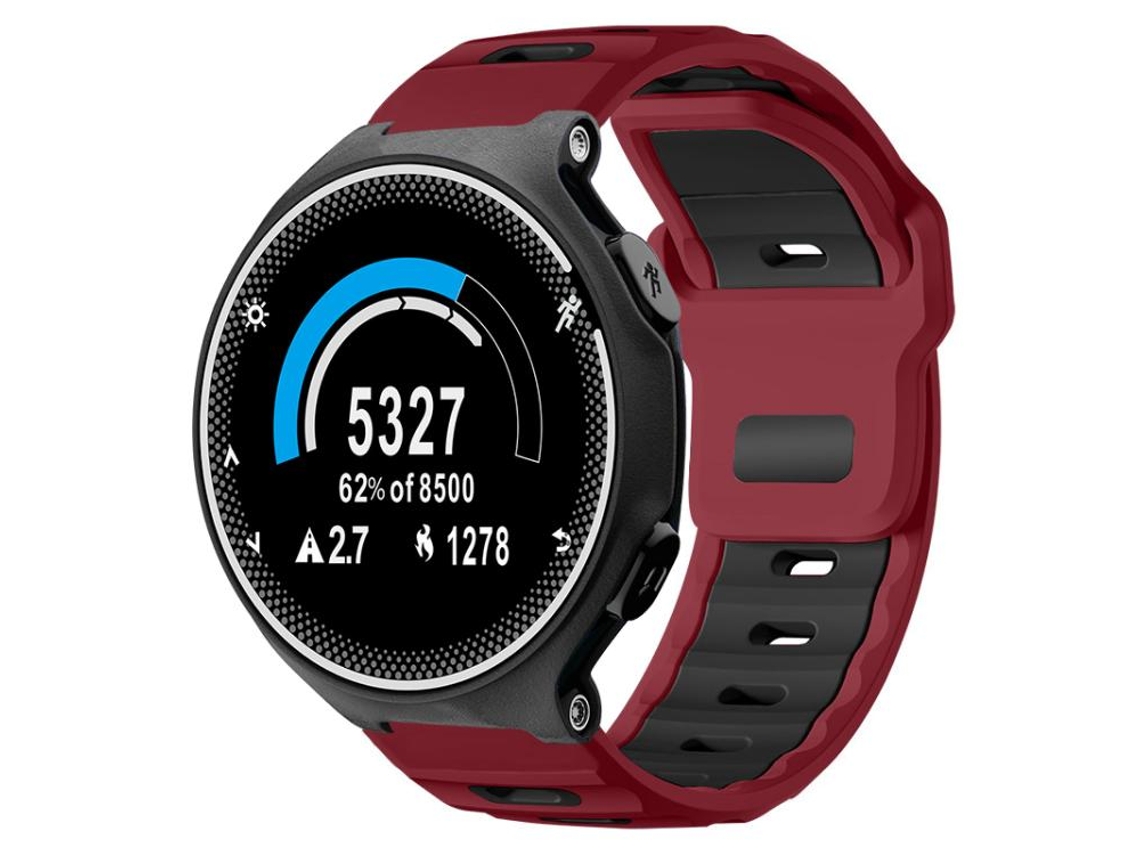 Bracelete para Garmin Forerunner 220 / 735 / 735xt / 230 / 235 Silicone Bicolor com Encaixe Plano Vermelho Vinho e Preto XIAOMOYU
