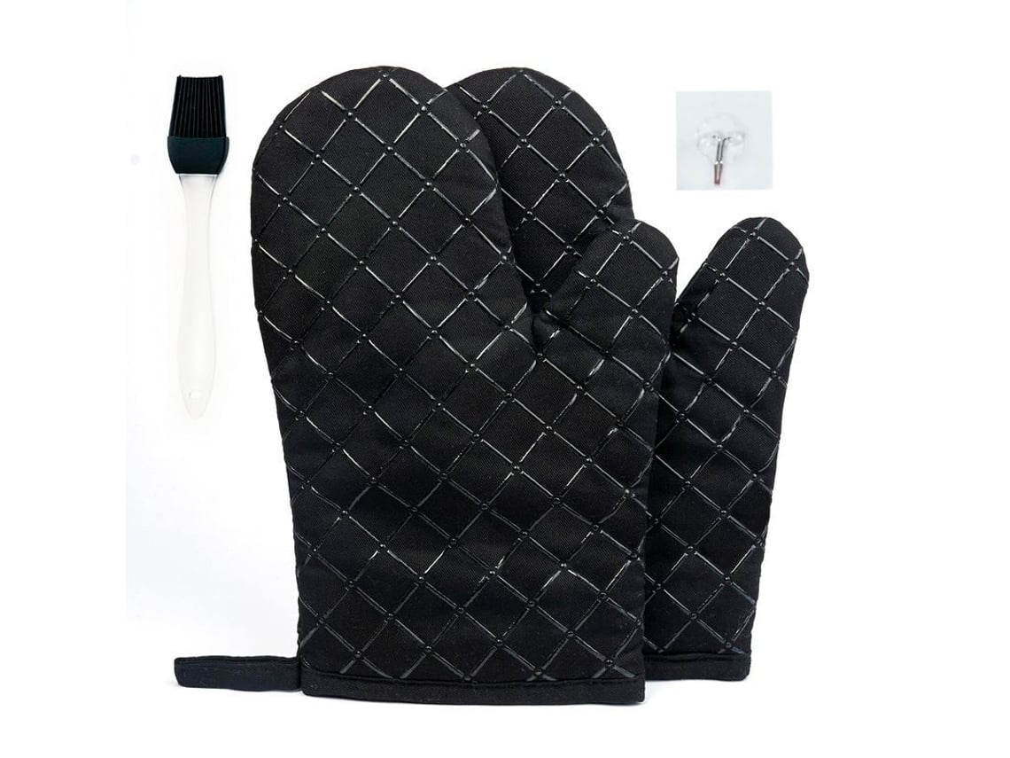 2026 luvas de Forno de Silicone Antiderrapantes Resistentes Ao Calor, de Duas Faces, Tamanho Universal, 1 Par (preto)