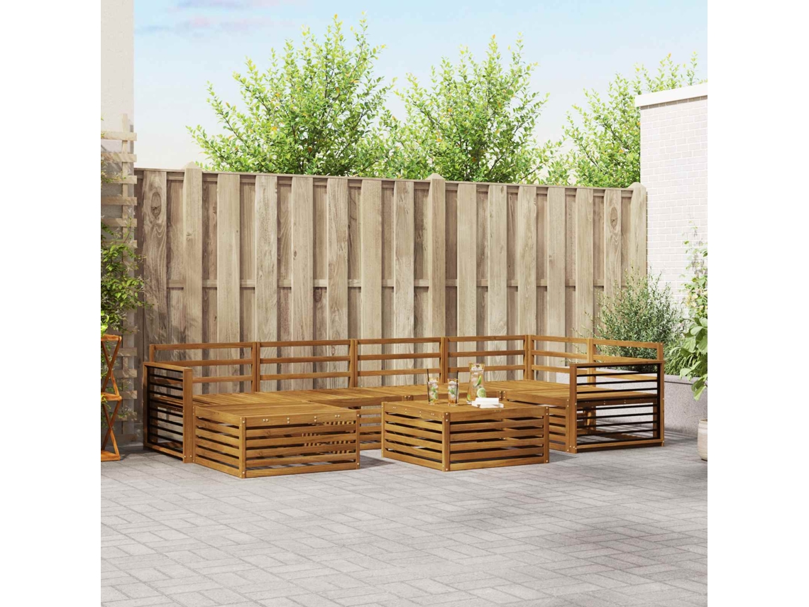 Vidaxl Conjunto De Sofás Para Exterior 7 Pcs Natural