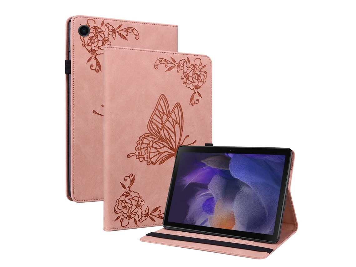 Capa De Couro Rosa Com Borboletas Para Samsung Galaxy Tab A11