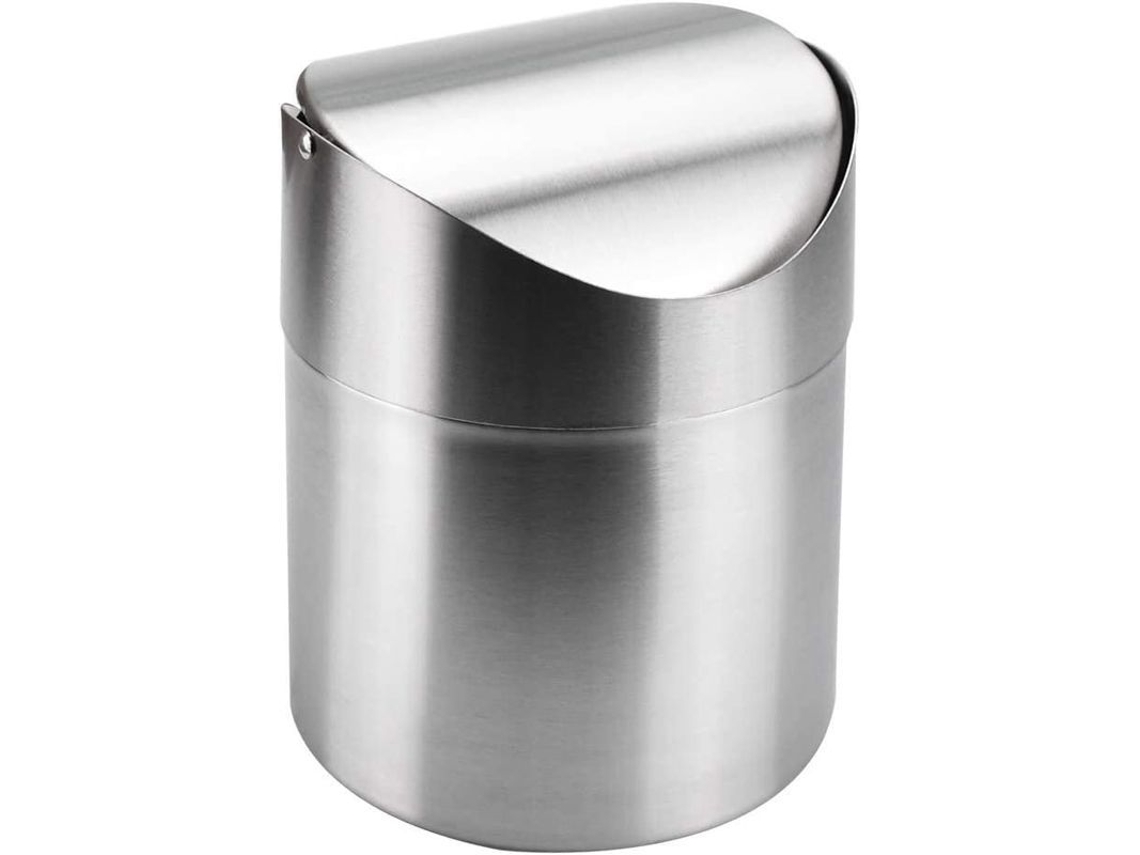 Lixeira de Mesa Nova Line em Aço Inox Pequena com Tampa para Casa e Escritório | S/MARCA