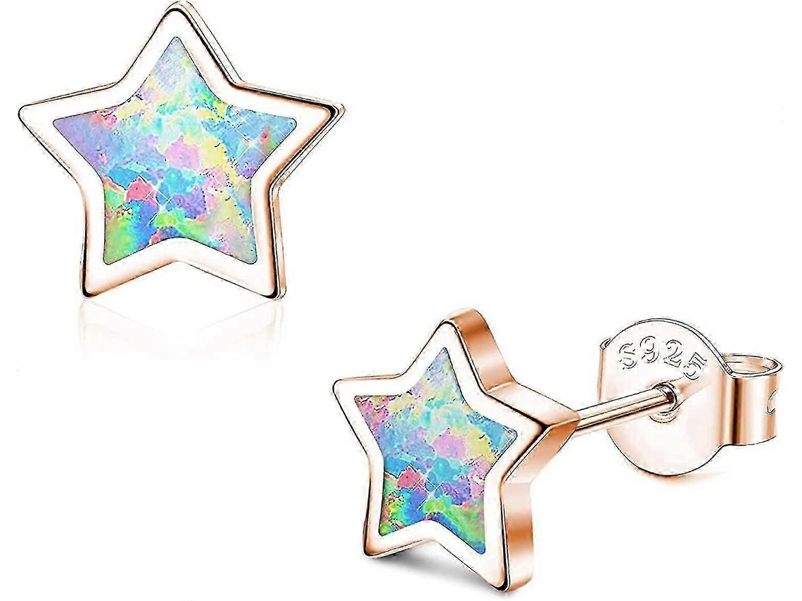 Brincos De Estrela Em Prata 925, Hipoalergênicos, Com Opala