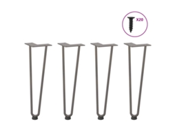 Vidaxl Pernas De Grampo Para Mesa De Centro 4 Peças Aço Natural 42 Cm Aço Maciço