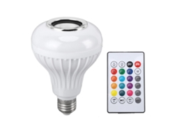 Lâmpada Led Bluetooth 12W E27 com alto falante, RGB, controle remoto | S/MARCA