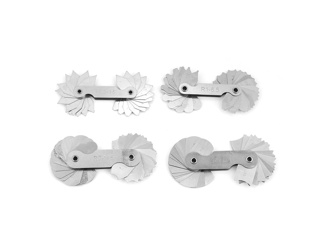 4 Peças Ferramenta De Medição De Raio De Aço Inoxidável Calibrador De Redondez R0.3-1.5/r1-6.5/r7-14.5/r15-25