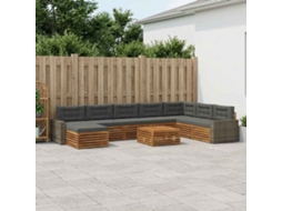 Vidaxl Conjunto De Sofás Para Exterior 9 Pcs Natural E Antracite