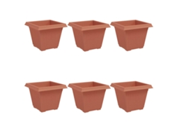 Conjunto 6 Vaso Moderno Vidaxl Vermelho Plástico (38 X 38 X 30 Cm)