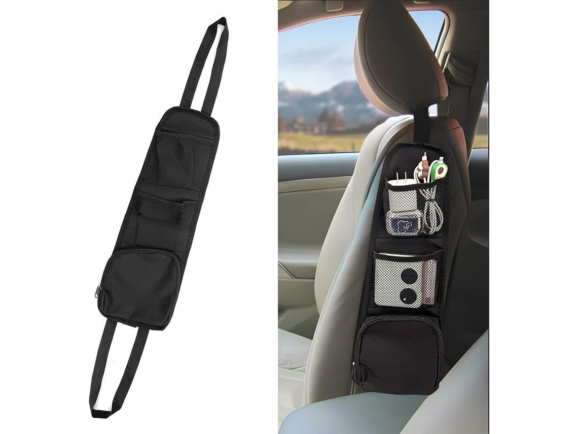 Bolsa de Armazenamento Suspensa para Banco de Carro, Organizador Lateral com Múltiplas Bolsas, Maleta de Malha Multifuncional para Carro