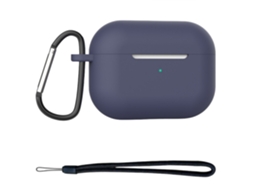 Capa Zruxe Para Airpods Pro 2 Silicone Macia Cinza Azulada (proteção Integral, Mosquetão E Cordão, Carregamento Sem Fios)