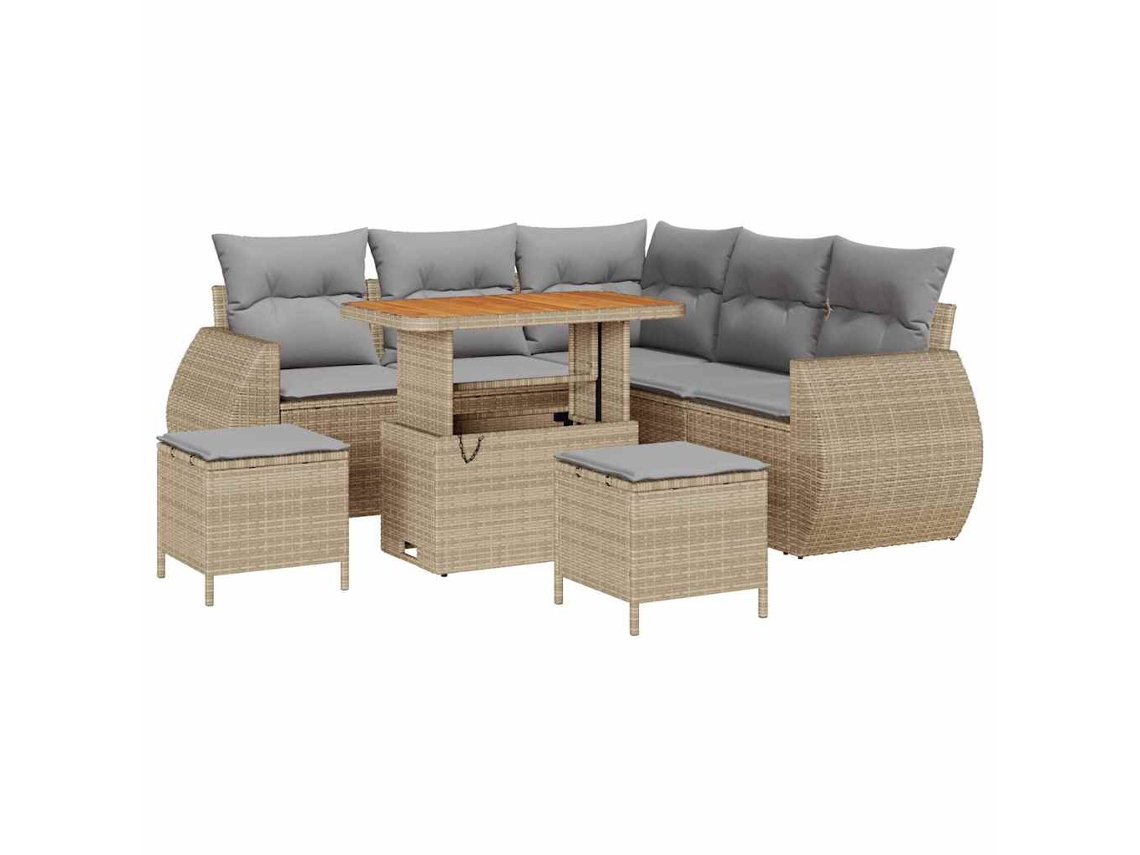 Maison Exclusive - Conjunto De Sofá De Jardim 8 Pcs Bege E Cinzento Claro