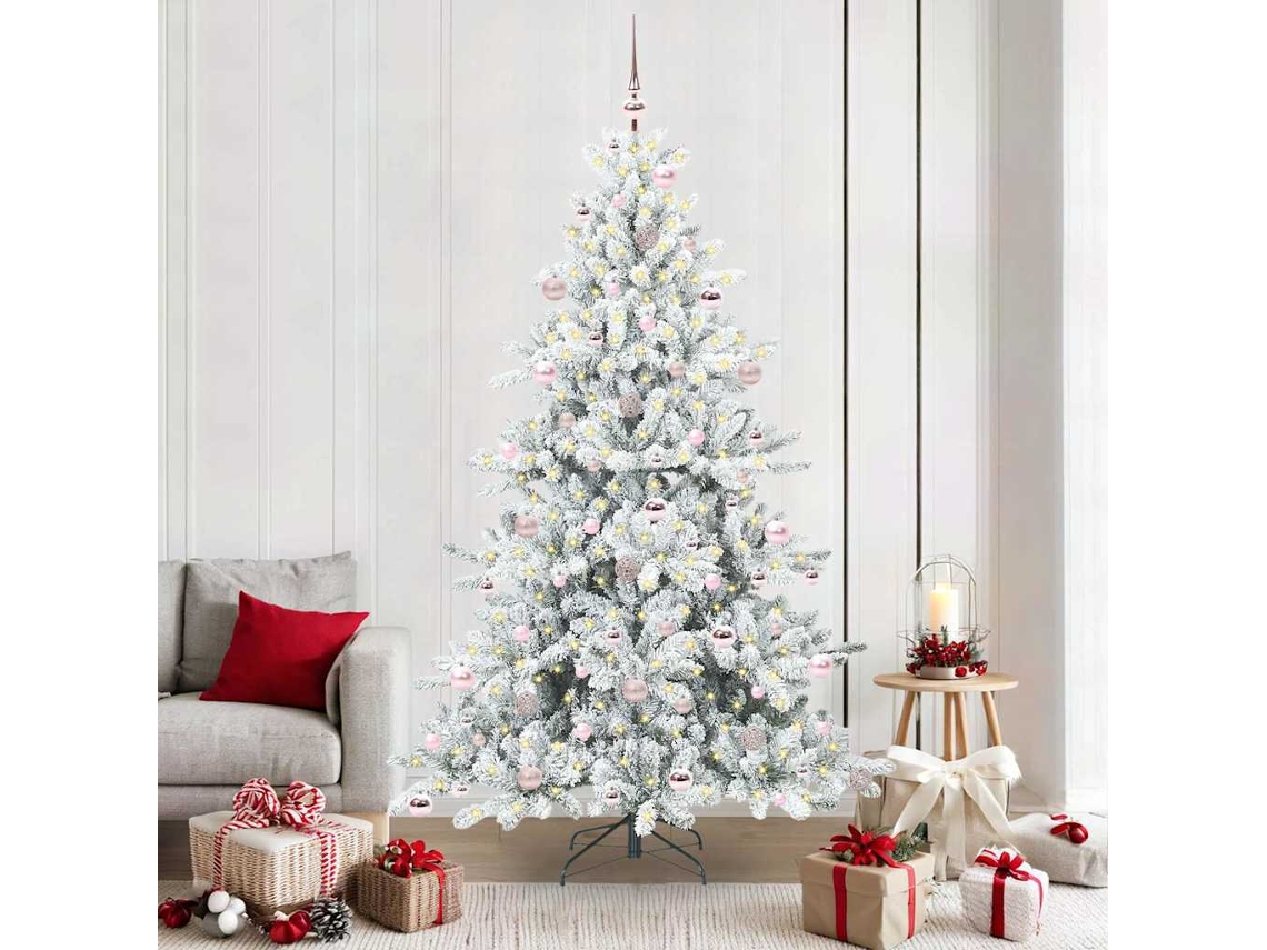 Vidaxl Árvore De Natal Articulada Artificial Branco 210 Cm Pvc E Aço
