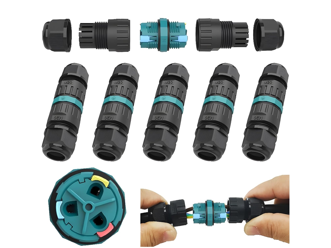 Conector De Cabo Externo À Prova D'água Ip68 Para Awg: 20, 13, Para Cabos De Encaixe 2 Pinos/ 3(5 Unidades)