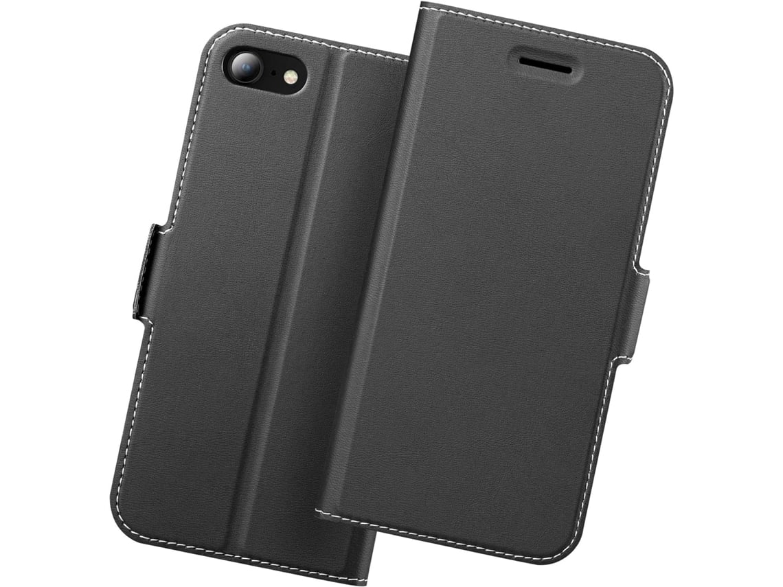 Capa Fólio Aba Tipo para iPhone Se HONGWE. Seda Preto
