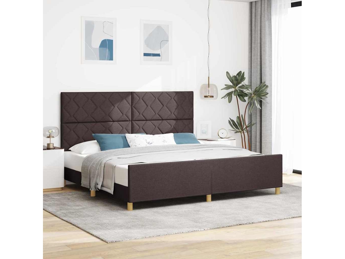 Vidaxl Estrutura Da Cama Castanho Escuro 200 X 200 Cm Tecido