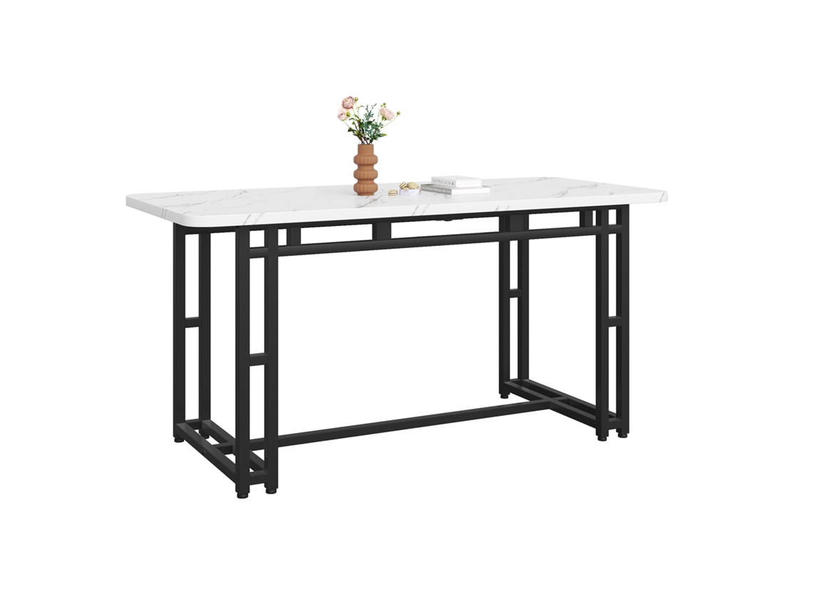Mesa retangular PAPRIKA de 140x80 cm, leve e luxuosa com estrutura metálica e pés pretos