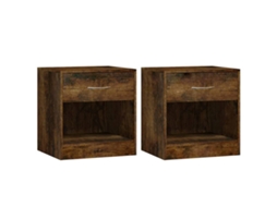 Bedside Cabinet, Bedside Cabinets Vidaxl Marrom Madeira Processada (n/a)