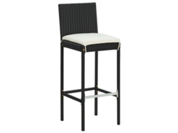 Bancos De Bar Com Almofadões Para Jardim 2 Pcs Vime Pe Preto