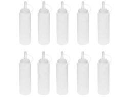 2026 10 Garrafas de Pressão 8oz 240ml de Pe Sem Bpa para Molhos, Óleo, Mostarda, Maionese, Barbacue, Camping