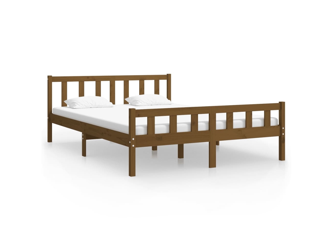 Estrutura Cama King em Madeira Maciça Castanho Mel MAISON EXCLUSIVE (150x200 cm)
