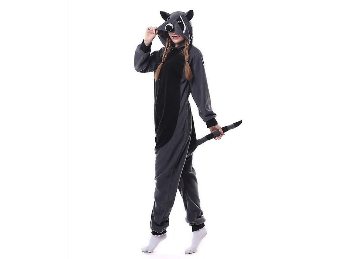2026 pijama de Animal Raccoon Ilwhe de Franela com Capuz para Adultos e Crianças Festa Halloween Natal