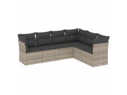 Conjunto de 6 Sofás Jardim com Almofadões Vime Pe Cinzento Claro MAISON EXCLUSIVE (80x200 cm)