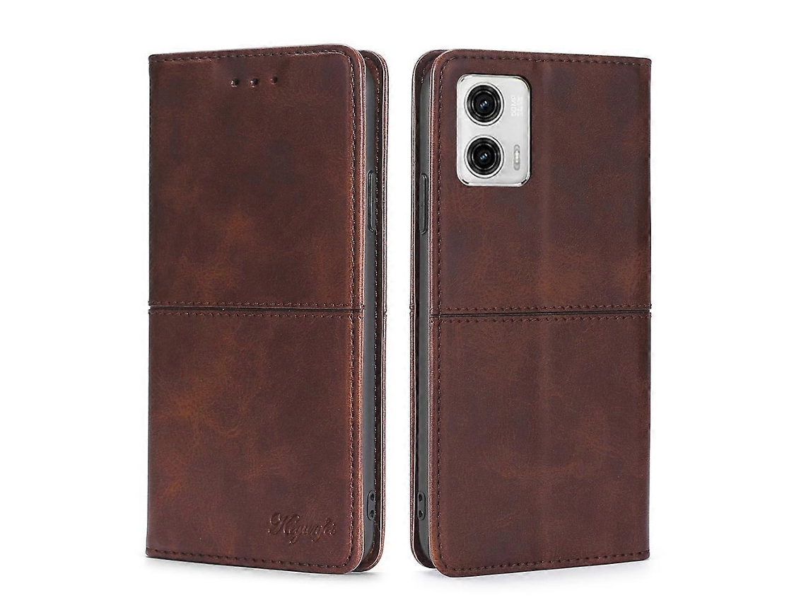 Capa De Couro Com Textura De Vaca E Fecho Magnético Horizontal Para Motorola Moto G73 5g