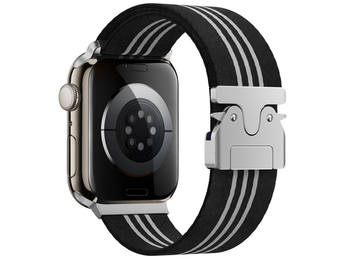 Pulseira de relógio CSYY com fivela de paracord e listras pretas e cinza (compatível com Apple Watch de 41 mm)