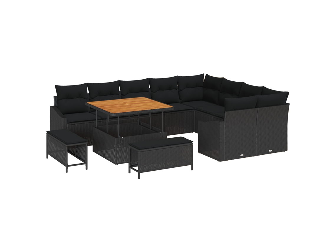 Conjunto 12 Assentos De Jardim Vidaxl Preto Vime Pe (100 X 100 X 71 Cm)