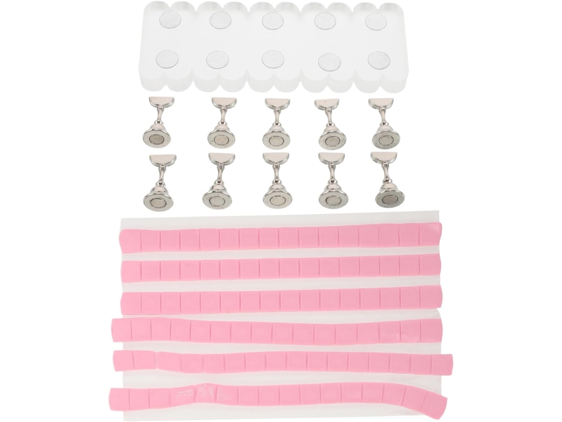 Suporte Retangular Fosco Para Unhas De Acrílico Com Borda Decorativa.