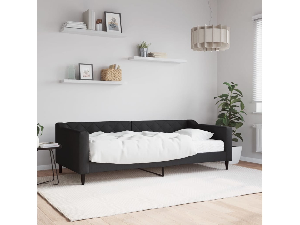 Sofá Cama Com Colchão 90x200 Cm Tecido Preto Lovely Home